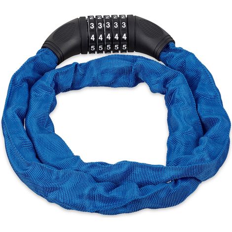 Cadena antirrobo para bicicleta con código segura longitud 120 cm grosor 2,2 cm práctica para varias bicicletas de acero negro 130006091 (1/5)
