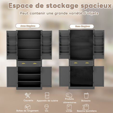 Armoire de rangement de 182 cm de hauteur, avec 4 portes et 1 compartiment. Deux autres portes sont équipées d’étagères (1/5)