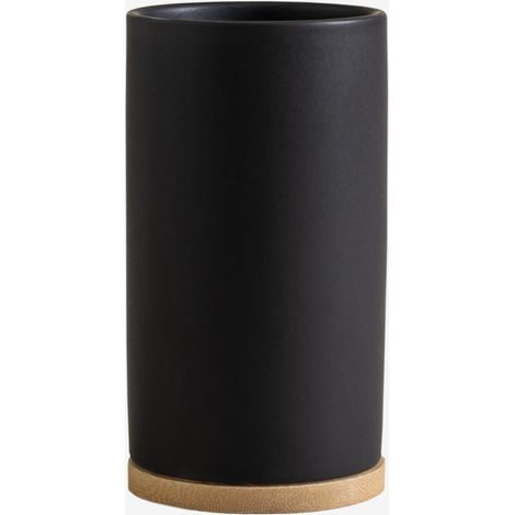 Porte-brosse à dents en céramique et bambou Elvan SKLUM Noir