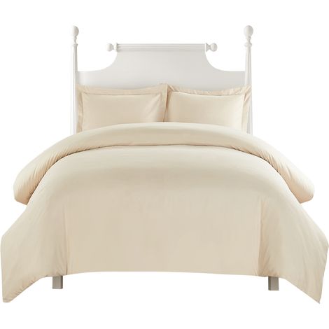 Housse de couette imprimée en coton doux - Simple et élégante - Tailles Twin, Queen, King (Couleur Beige) (1/5)