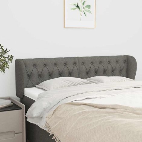 vidaXL Cabecero de tela gris oscuro 163x23x78/88 cm (1/5)