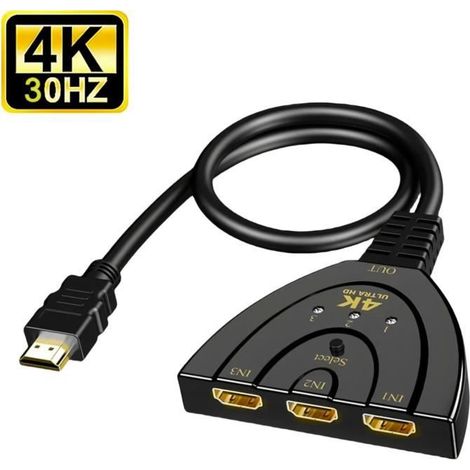 Commutateur HDMI 4K - STRASSE TECH - 3 Ports - Compatible PS4/5 - Supporte 3D - Plug & Play (1/4)