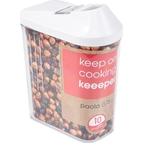 keeeper Contenitore per Alimenti Sfusi, Coperchio Dosatore Regolabile, Plastica, 750 ml, 10,5 x 5,5 x 17 cm, Paola, Bianco (1/5)