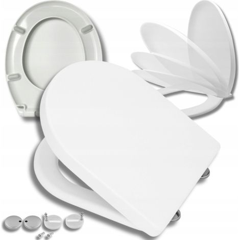 Sedile WC per WC, bianco, chiusura ammortizzata, rigido, rimovibile, solido