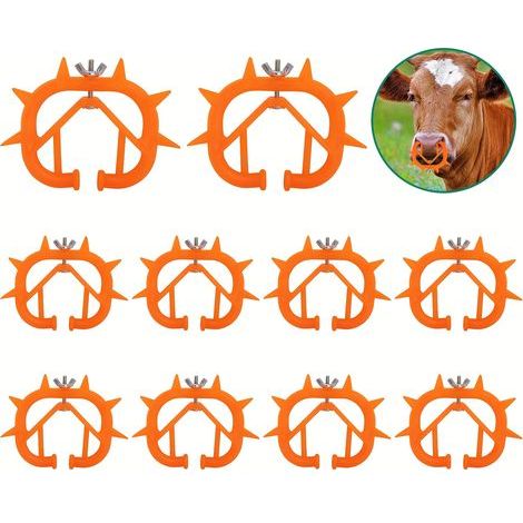 10 grüne Bullennasensporne, geeignet für landwirtschaftliche Betriebe orange-grüne Kälberabsetzhilfe 10 Kälbernasenringe Bullennasenringe, geeignet für Kälber – Mandarine (1/5)