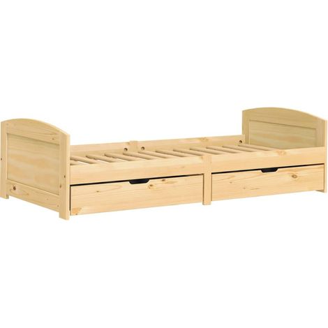 Day Bed with 2 Drawers IRUN 90x200 cm Solid Wood Pine vidaXL (1/4)