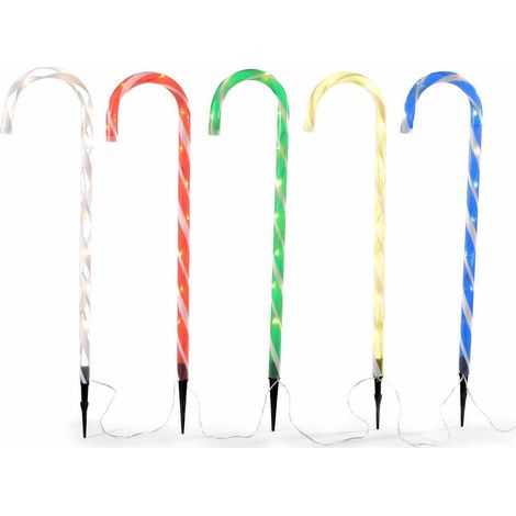 Bastoncini Natalizi con 50 Luci Led Set da 5 Bastoncini Natalizi Luminosi Decorazioni Natalizie per Casa Vetrine e Negozi Luci di Natale (1/3)