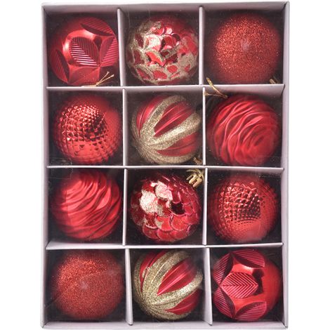Boules de Noël vertes (12 pièces), mates, pailletées et brillantes, pour sapin de Noël, Ø 6 cm (1/4)