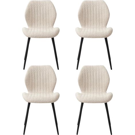 4er-Set Esszimmerstühle aus Leinen mit schwarzen Metallbeinen, beige (1/5)
