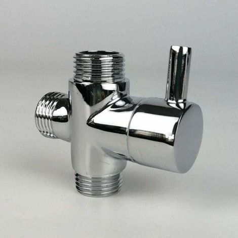 Umstellventil, G1/2 Messing-T-Adapter, verchromt, Badezimmer-Duscharmatur-Zubehör, Wasserumsteller
