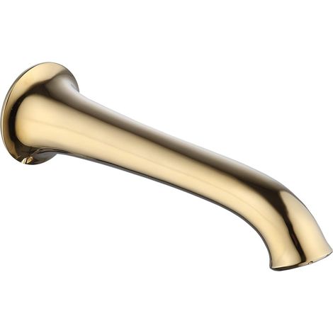 Bec de baignoire en or brillant, robinet de baignoire extra long de 8 pouces (environ 20,3 cm), remplissage de baignoire mural en laiton sans pivot