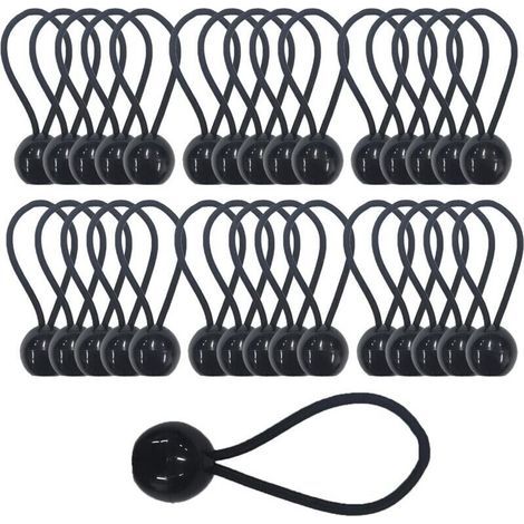 BUNTHAUS 30pcs Tendeur Elastique avec Boule, Sandow Elastique, Tendeur Bache pour Bannière, Pavillon, Bâche, Camping, Tente, Rideaux Harnais d’Extension, Épaisseur 4mm Très Fort