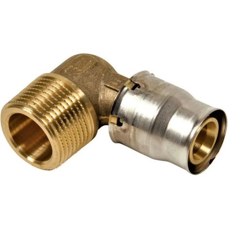 Raccordo tectite senza attrezzi, clip multistrato 26 mm, gomito maschio 20x27