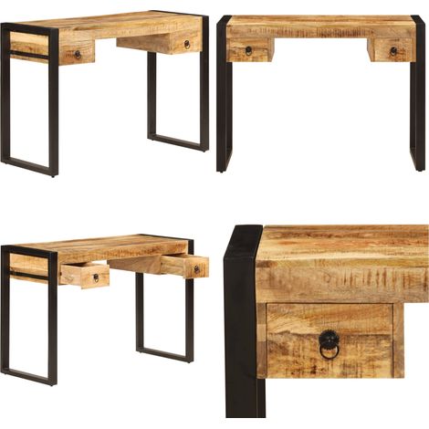 Bureau avec 2 tiroirs 110x50x77 cm Bois solide de manguier - Bureau En Bois - Bureau Design - Bureau Vintage - Bureau Industriel - Bureau Moderne - Home & Living (1/5)