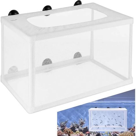 Aquarium Isolation Netz Ablaichstation Zucht Box Ablaichkasten Aquarium Fische Brutkasten mit 6 Saugnapf für Fische Garnelen Brutkasten Zuchttanks 26 x 15 x 15 cm