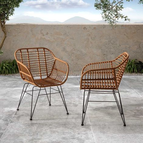 2er-Pack Elda Ess- oder Gartenstühle aus Rattan/Schwarz (1/5)
