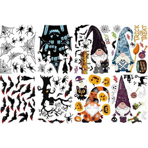 8-teiliges Geschenkset für Kinder: Halloween-Aufkleber mit Spinne, Kürbis und Geist – Fensterdekoration (1/5)