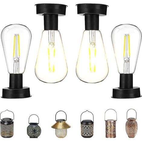 Bombilla solar para exteriores, lámpara solar de repuesto con bombilla LED brillante, decoración de iluminación solar para exteriores DIY (4 unidades) (1/5)