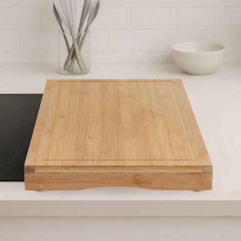 Planche couvre-plaque - JUANIO - 2-en-1 - Bambou - 52x28x4 cm - Protège plaque et planche (1/5)