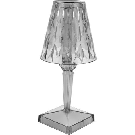 Lampe de table LED cristal transparent à prisme dimmable, rechargeable par USB, éclairage intérieur, grise (1/5)