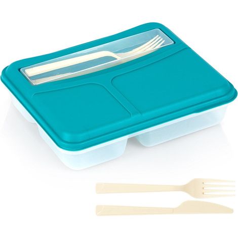 Fiambrera contenedor de desayuno dividido con cubiertos 1,3 l
