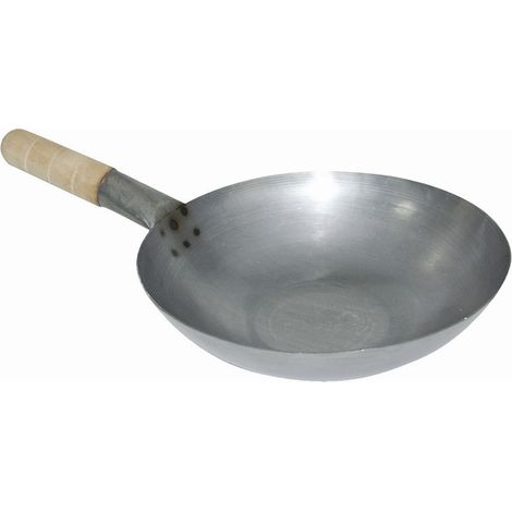 Wok Fond Plat en Acier Doux 36 cm - Vogue