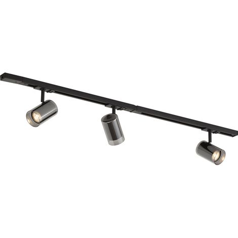 QAZQA Modern Track Lighting System Black with 3 Spotlights