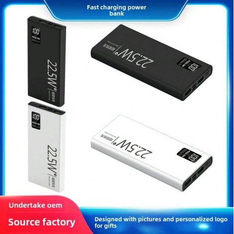 Chargeur portable rapide 20000mAh avec câble USB-C, batterie externe compacte à affichage numérique, bloc d'alimentation de secours pour smartphone, partage facile (1/5)