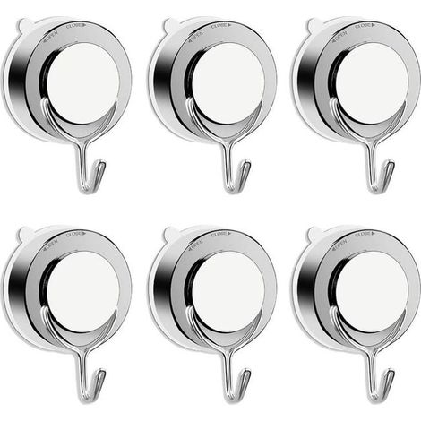 Vakuum-Saugnapf-Haken für Badezimmer, WC, Küche, leistungsstarker Handtuchhaken, Edelstahl, Bademantel, Duschhaken (6 Stück)