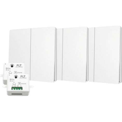 Kit interrupteur va et vient sans fil et sans pile auto alimenté piézoélectrique - 3 boutons double alluamge + 2 récepteurs