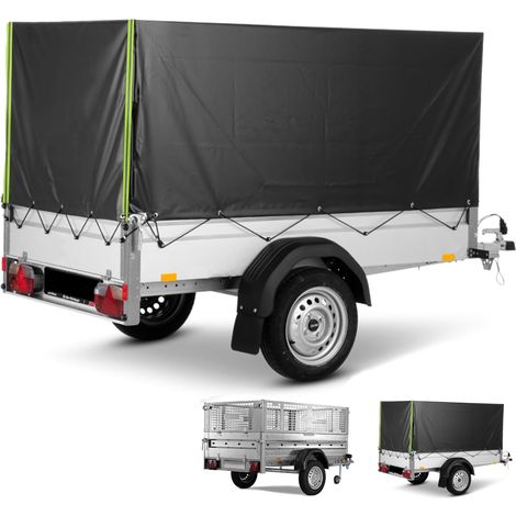Bâche De Remorque 210x114x90cm, PVC 420D avec Œillets et Corde de Bâche, Bandes Réfléchissantes, Housse de Protection Solaire Imperméable en Tissu pour Remorques de Voiture (1/5)