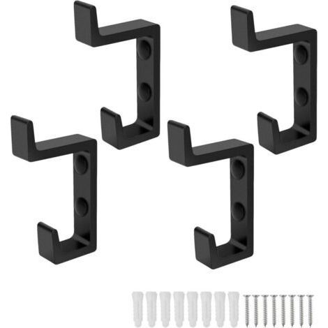 Lntyq Crochet Porte Manteau, 4 Pièces Patère Murale en Aluminium, Porte Serviette Salle de Bain Noir, Patère Adaptée au Vestiaire, Chambre à Coucher, Crochet Mural (1/5)