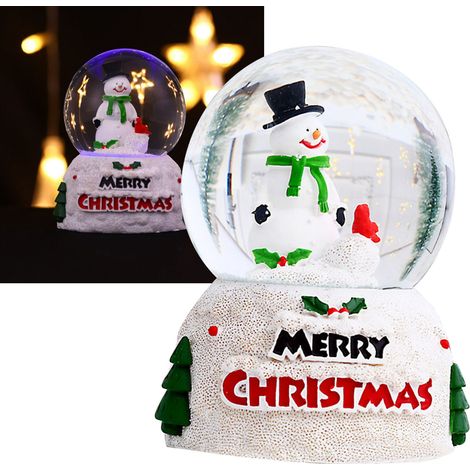 Boule de Noël lumineuse en cristal, boule en verre anglais, décoration de bureau, cadeau de Noël pour enfants, bonhomme de neige, grande taille (1/5)