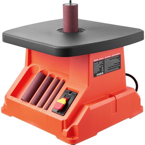 Ponceuse à broche oscillante, 2000 tr/min, 6 manchons (12,7-16,2 mm), course de 16 mm, table large 390 x 415 mm pour finition de meubles, ponçage artisanal, menuiserie DIY. (1/5)