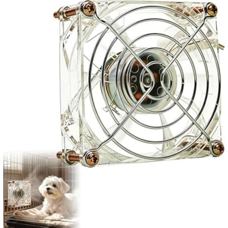 Ventilateur de cage pour chiens et autres animaux de compagnie, silencieux, portable, 5 vitesses de refroidissement, fonctionne avec piles et USB, pour animaux de compagnie, chiens, chats, utilisation (1/5)