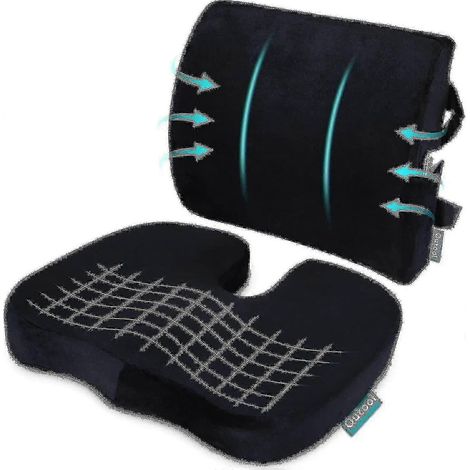Coussin orthopédique pour siège, dos et lombaire, coussin de soutien pour chaise de bureau, coussin en mousse à mémoire de forme pour siège auto (1/4)