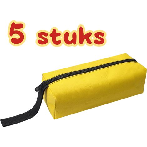 Ensemble de 5 pièces - Organisateur d'outils - Sac à outils - Fermeture éclair - Sac en toile - Imperméable - Rangement pour petites pièces - Jaune (1/5)