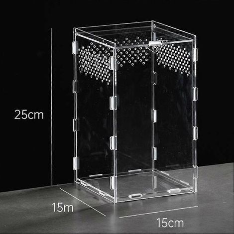 Terrarium pour araignées, fabriqué en acrylique transparent, adapté aux araignées sauteuses, tortues, serpents, geckos et crabes. (1/5)