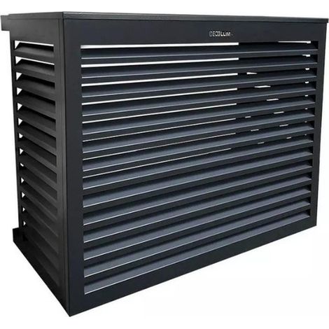 Cache climatiseur en aluminium anthracite – Dimensions 96x114x56-71 cm – Résistant à la corrosion – Installation facile et légère – Decoclim