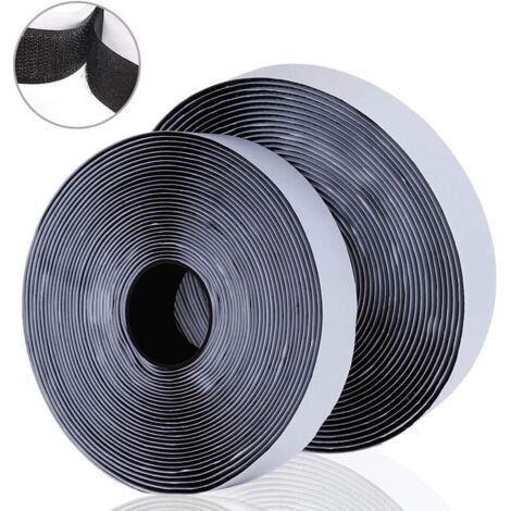 8M Bande Agrippantes Adhésives Rubans Adhésifs Bande Ruban Scratch Autocollant Moustiquaire Hook Loop Rouleau Scratch Autoadhésif pour moustiquaire fenetre, cadres photos Installation, Noir, 8m x 2 (1/5)
