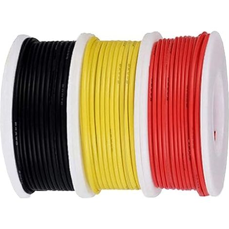 Wiring Kit:Electrical Wire, PVC Insulated, Solid Tinned Copper Wires, Colors (Black, Red, Yellow) of Each Wire (1/5)
