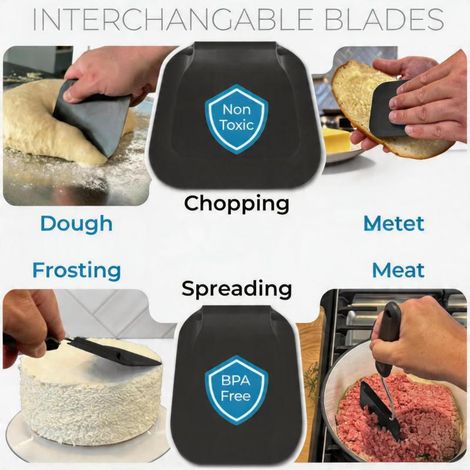 Irovami Spatule réglable 2 têtes PPSU interchangeables , 7 angles, manche incurvé, résiste à la chaleur – Noire (1/4)