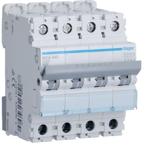 HAGER MCA440  Automático magnetotérmico M curva-C 6kA 4P 40A