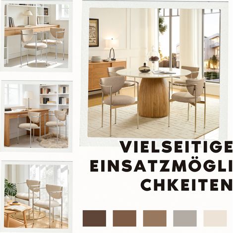 Lot de 2 chaises de salle à manger design scandinave,coloris kaki ou crème,cadre métal,tissu,78x60x56 cm,montage rapide et compact.