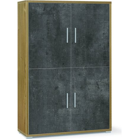Mobile 4 Ante Colore Noce Stelvio e Ossido Nero cm 108x41x h. 161 (1/2)
