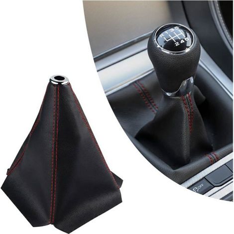 Habillage Pommeau Vitesse - Cuir Souple - Diamètre Trou 14 mm - Universel Voiture SUV Camion - Rouge - 1 Pièce (1/5)