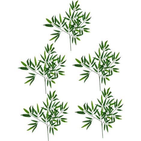 MINKUROW 5 Pezzi Foglie di Bambù Artificiale Mini Bouquet di Fiori Mini Piante Artificiali Bouquet di Nozze Artificiale Steli di Verde Artificiale Alberi Finti Arbusti