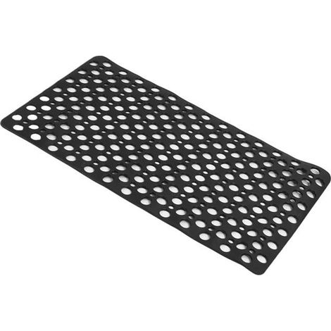 Tapis de baignoire noir antidérapant, tapis de sol de douche avec trou de drainage, 29X16 pouces, pour maison, spa, salle de sport (1/4)