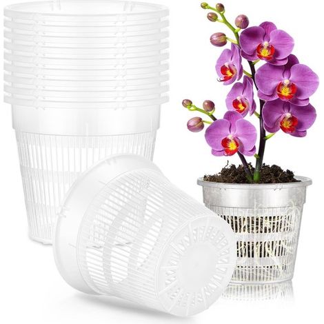 Maceta transparente para orquídeas，11 cm，10 macetas de plástico con orificios de drenaje，maceta de plástico para plantas (1/5)