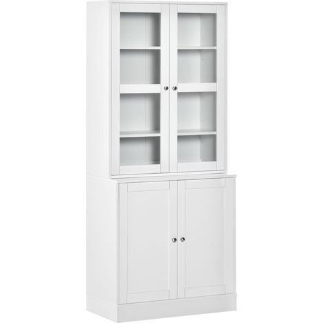 Vitrina librería alta de 178,5 cm en MDF blanco con puertas de vidrio templado MODENUIT (1/5)